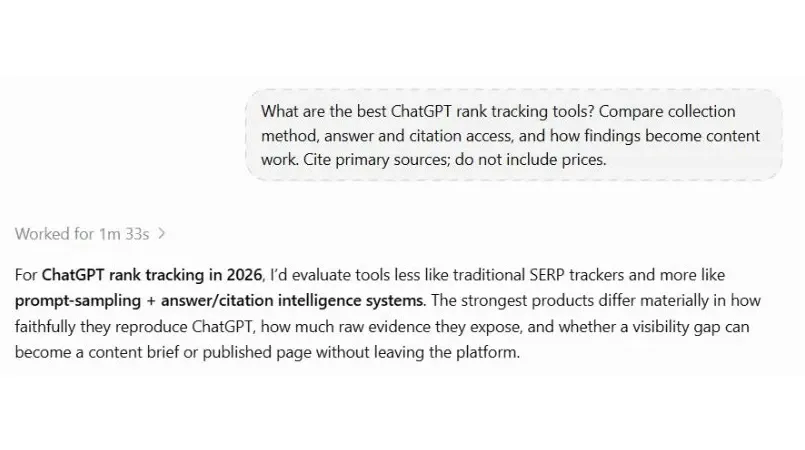 ChatGPT exact comparison prompt and answer opening