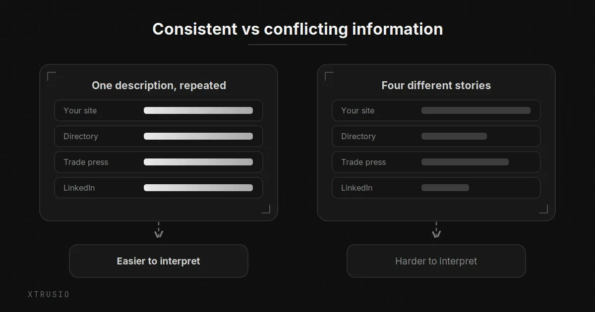 Consistent public information compared with conflicting public information