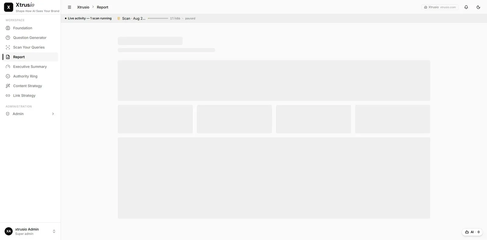 Xtrusio reporting and export workspace overview