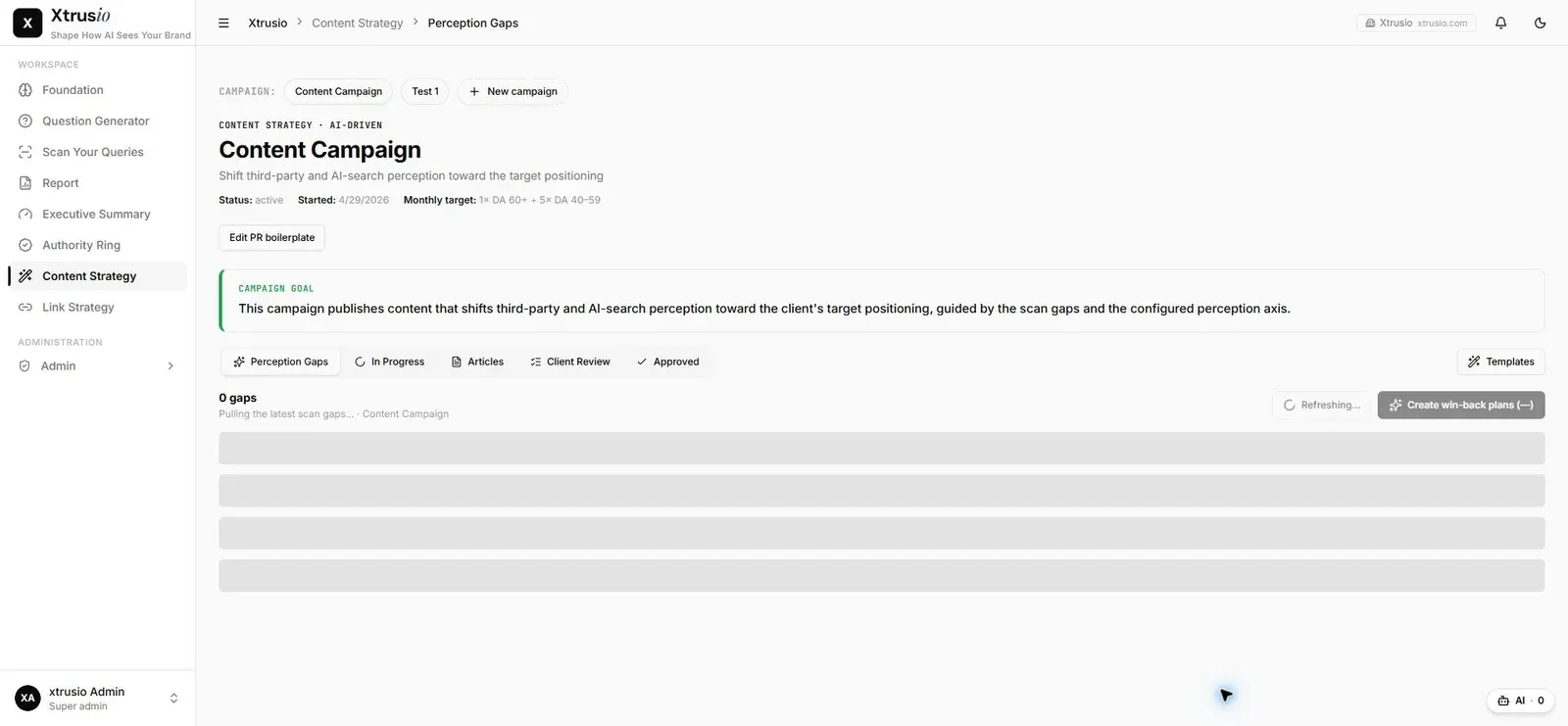 Xtrusio Content Strategy review section