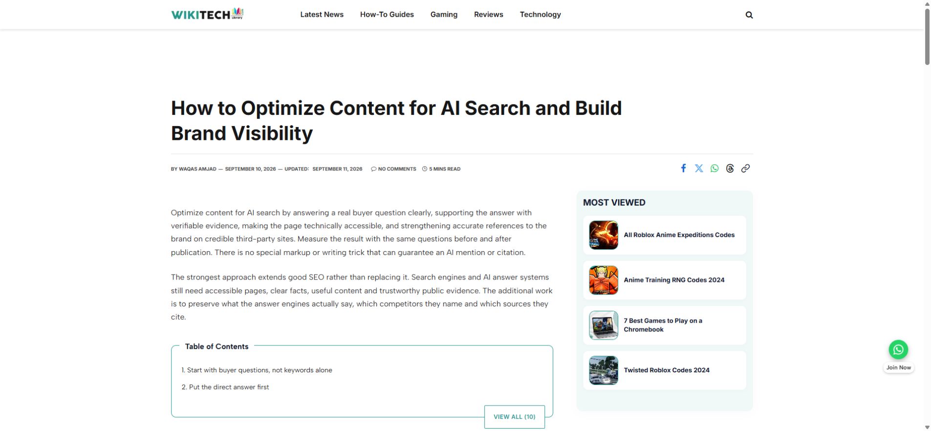 The published WikiTechLibrary article with its title, byline and opening explanation